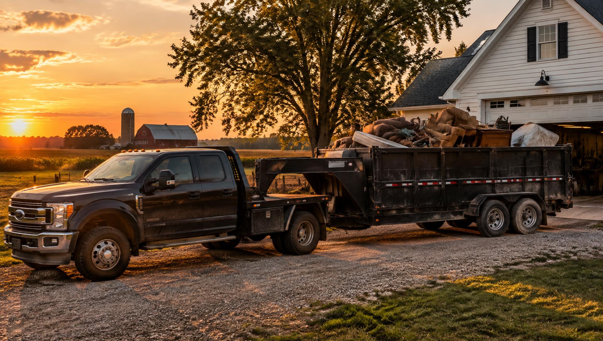 Sample image: work truck and loaded trailer at an Ohio home